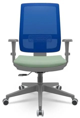 Cadeira Brizza Diretor Grafite Tela Azul Assento Vinil Verde Base RelaxPlax Piramidal - 66341 Sun House