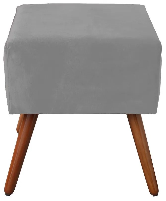 Puff Decorativo Quadrado Malu com Pés Palito Suede Cinza