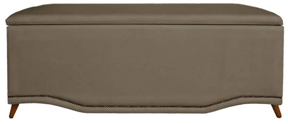 Calçadeira Baú Casal 140cm Greta Pés Palito Suede Capuccino - Sheep Estofados