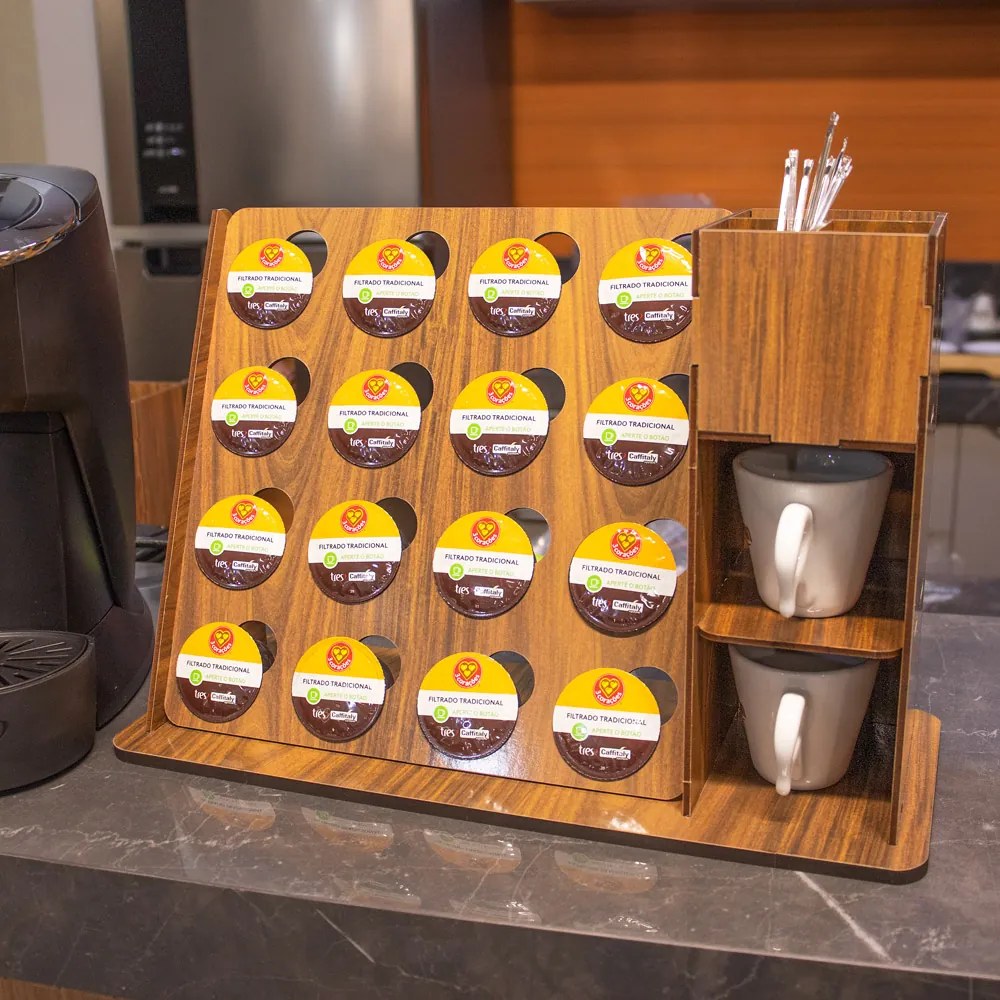 Porta Cápsula de Café Três Corações e Porta Xícara - D'Rossi