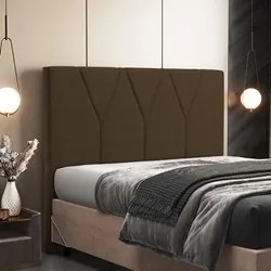 Cabeceira Cama Box Solteiro 100cm Aura Suede W01 Marrom - Mpozenato