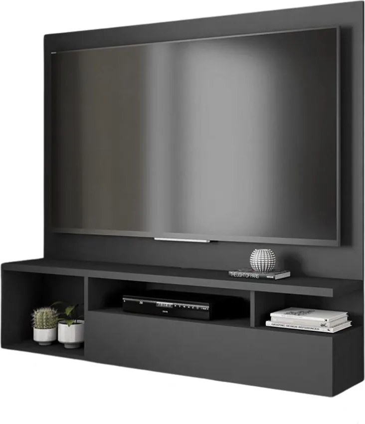Painel TV 55 Pol 136cm Bancada Suspensa Sala Layanne C01 - D'Rossi - Preto