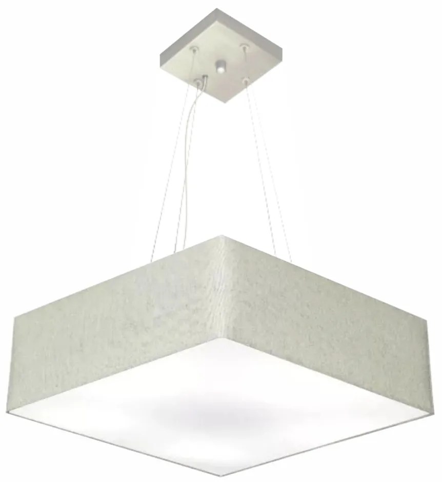 Lustre Pendente Quadrado Md-4032 Cúpula em Tecido 15/50x50cm Rustico Cinza - Bivolt