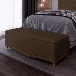 Calçadeira Baú Queen 160cm com Tachas Imperial J02 Veludo Chocolate -