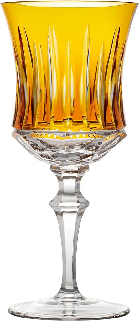 Taça de Cristal Lapidado Artesanal p/ Água - Amarelo - 66  Amarelo