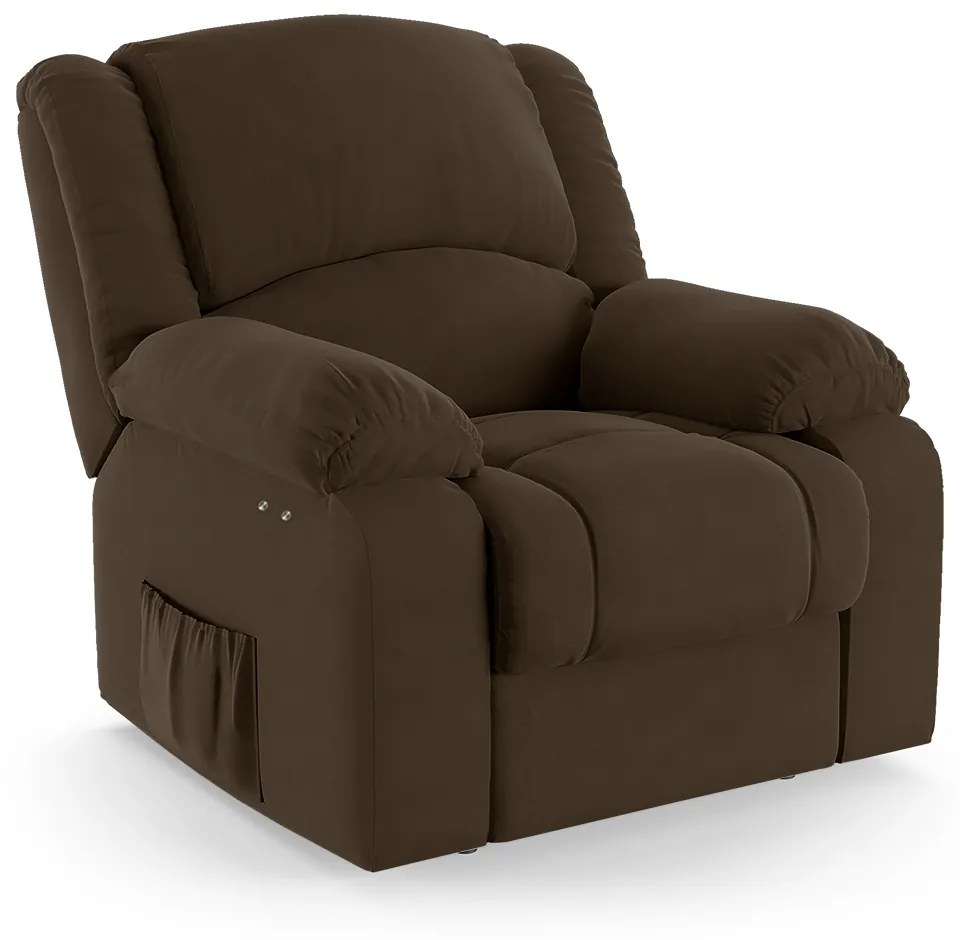 Poltrona do Papai Reclinável Melim Power Touch Veludo FH1 - D'Rossi - Marrom