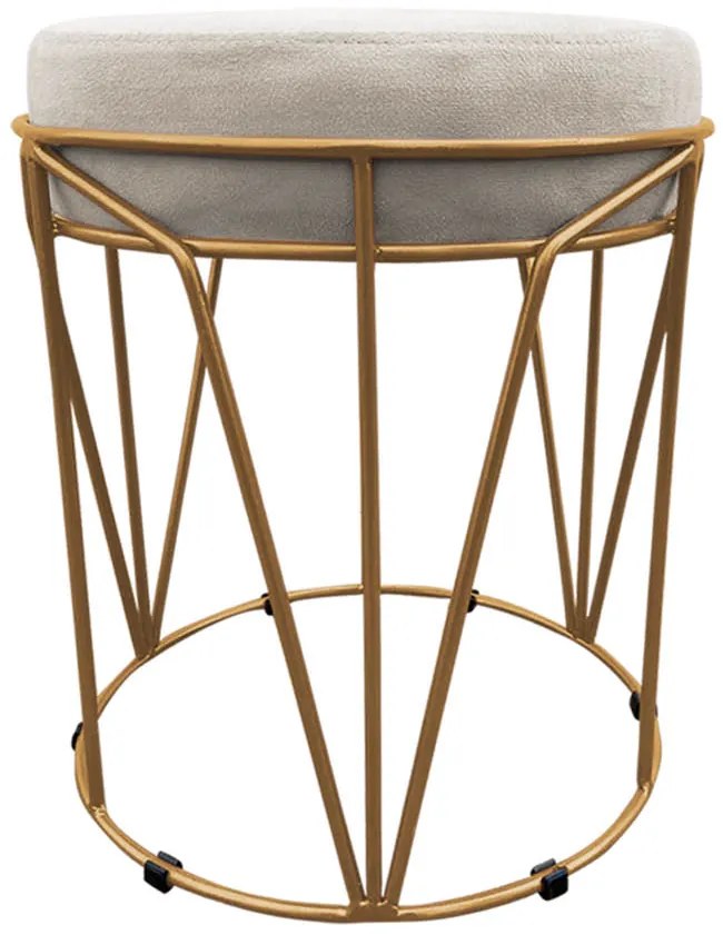 Puff Multiuso com Mesa Babu 2 em 1 Suede Bege Base Dourado - D'Rossi