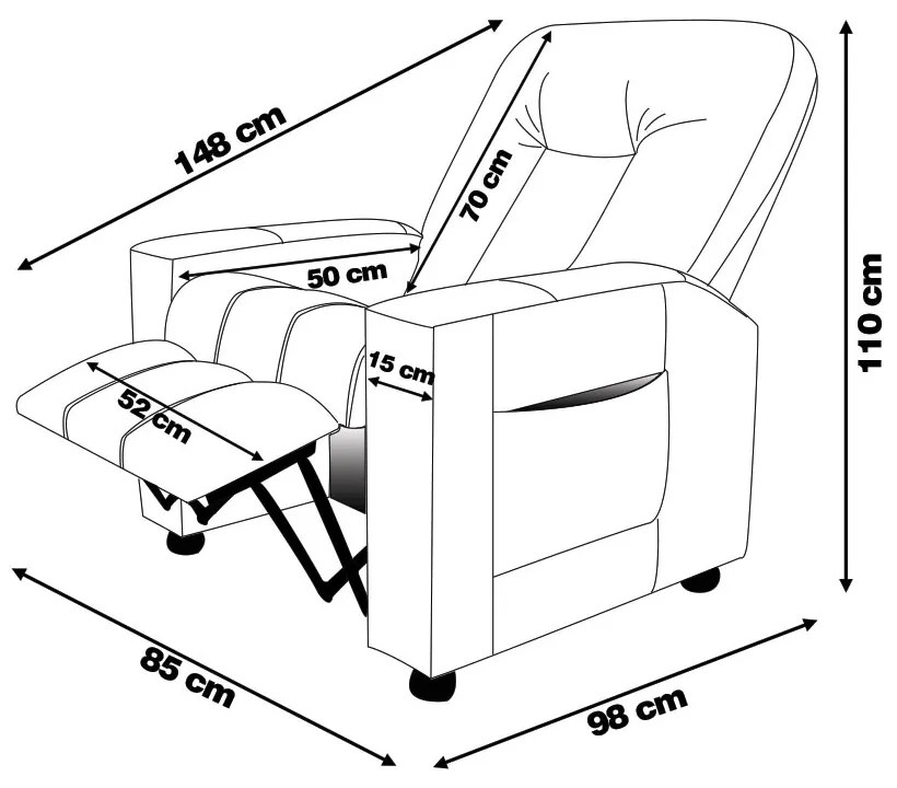 Poltrona do Papai Reclinável Sala de Cinema Pequim Manual PU Marrom G23 - Gran Belo
