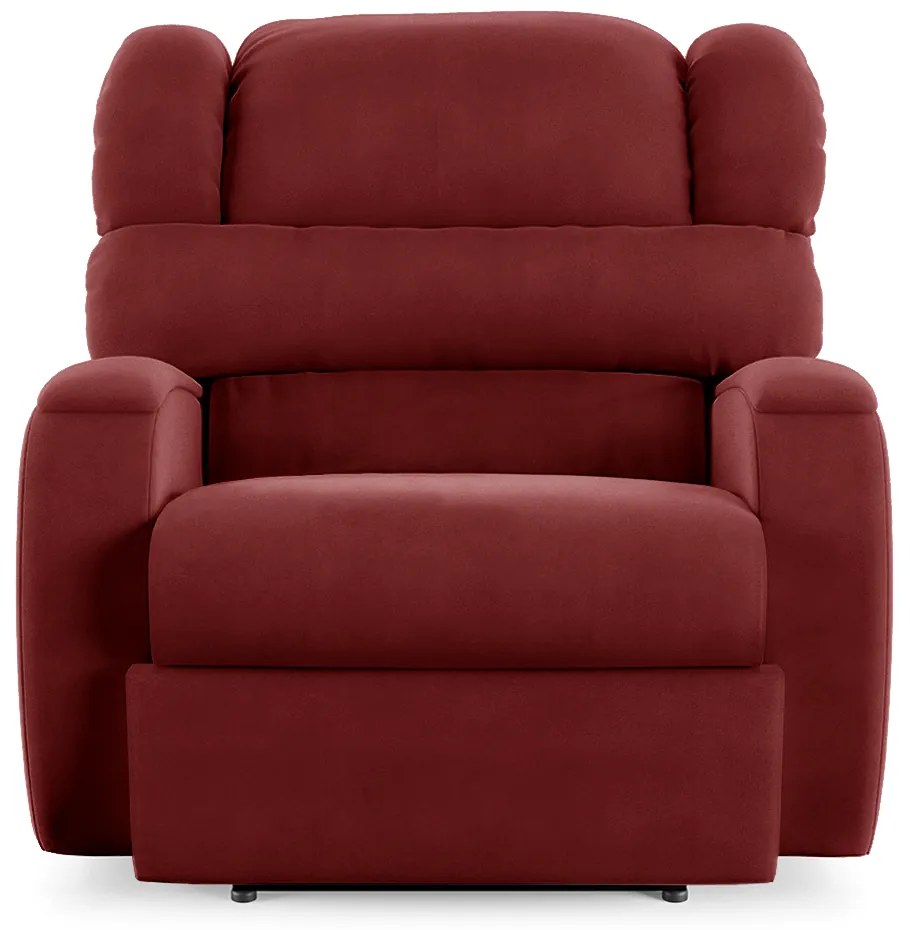 Poltrona do Papai Sala de Cinema Reclinável Kylie Elétrica Botão com Led Massagem USB Veludo Vermelho G23