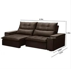 Sofá Retrátil Reclinável 3 Lugares 210cm Moritz F05 Veludo Marrom - Mp
