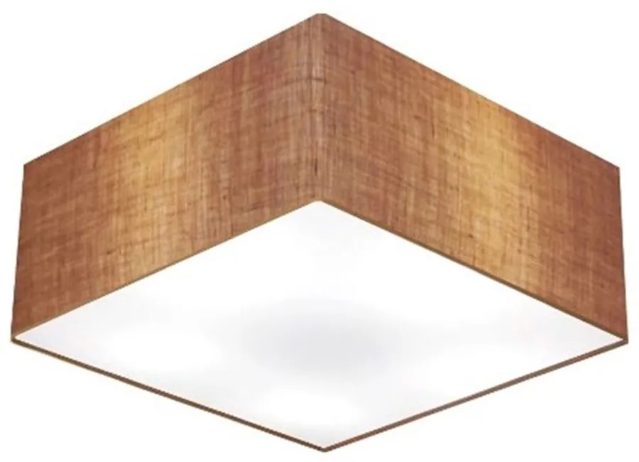 Plafon Quadrado Md-3012 Cúpula em Tecido 21/50x50cm Palha - Bivolt