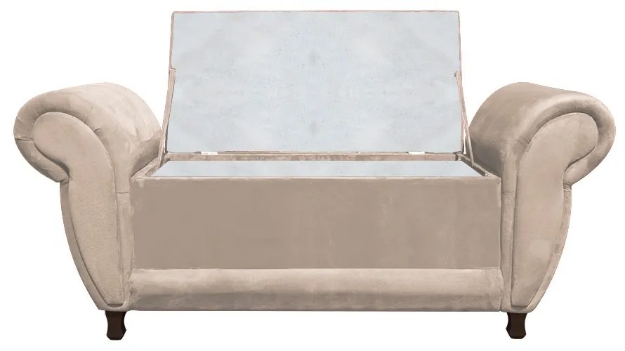 Recamier com Baú Itália Namoradeira Calçadeira Suede - D'Rossi - Bege