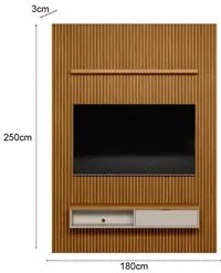 Painel Ripado para TV 75 Pol. com Bancada 180cm Prime Plus L06 Nature/