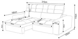 Sofá Retrátil Reclinável 3 Lugares 210cm Damy F05 Veludo Azul - Mpozen