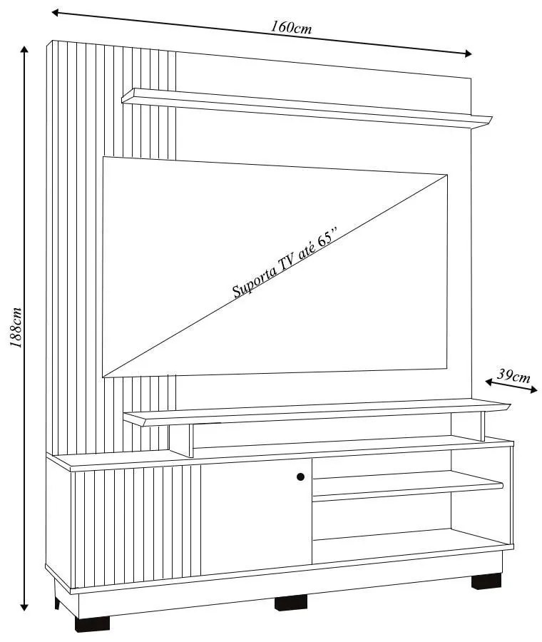 Home Theater Homero MDP 2 Prateleiras até 65 Cinamomo/OffWhite G97 - Gran Belo