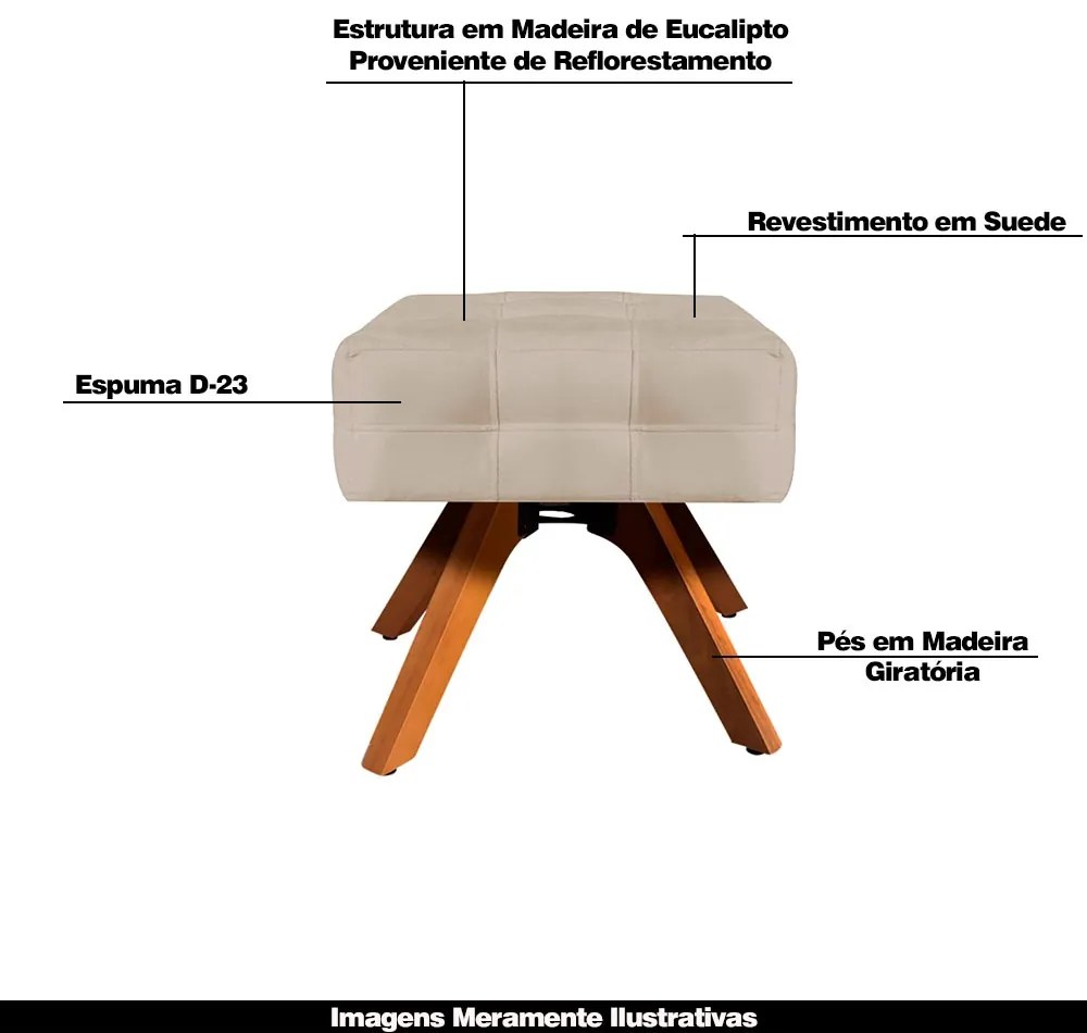 Puff Decorativo Base Giratória Karen Suede Bege G19 - Gran Belo