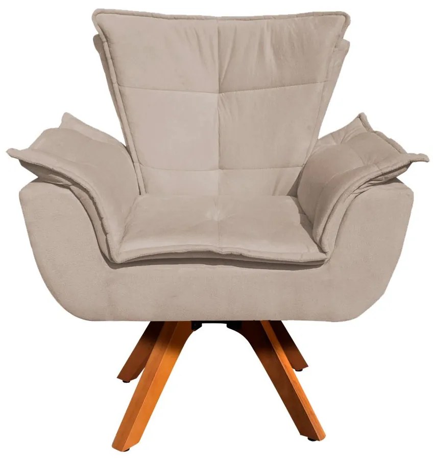 Poltrona Sala de Estar Giratória MM30 Opala Suede Bege