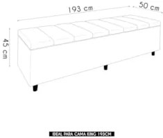 Recamier Baú Estofado King 193cm Horus Veludo Bege Z04 - Mpozenato
