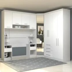 Guarda Roupa Solteiro Modulado CP01 Taiga Branco L01 - Mpozenato