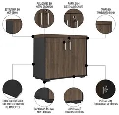Conjunto Escritório Home Office 5 Peças Corp A06 Charuto/Preto - Mpoze