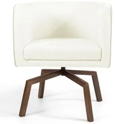 Poltrona Decorativa Giratória Base Ka Madeira Betina C-26 Corano Bege