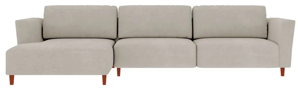 Sofá 310cm com Chaise Esquerda Franz Suede Bege G52 - Gran Belo
