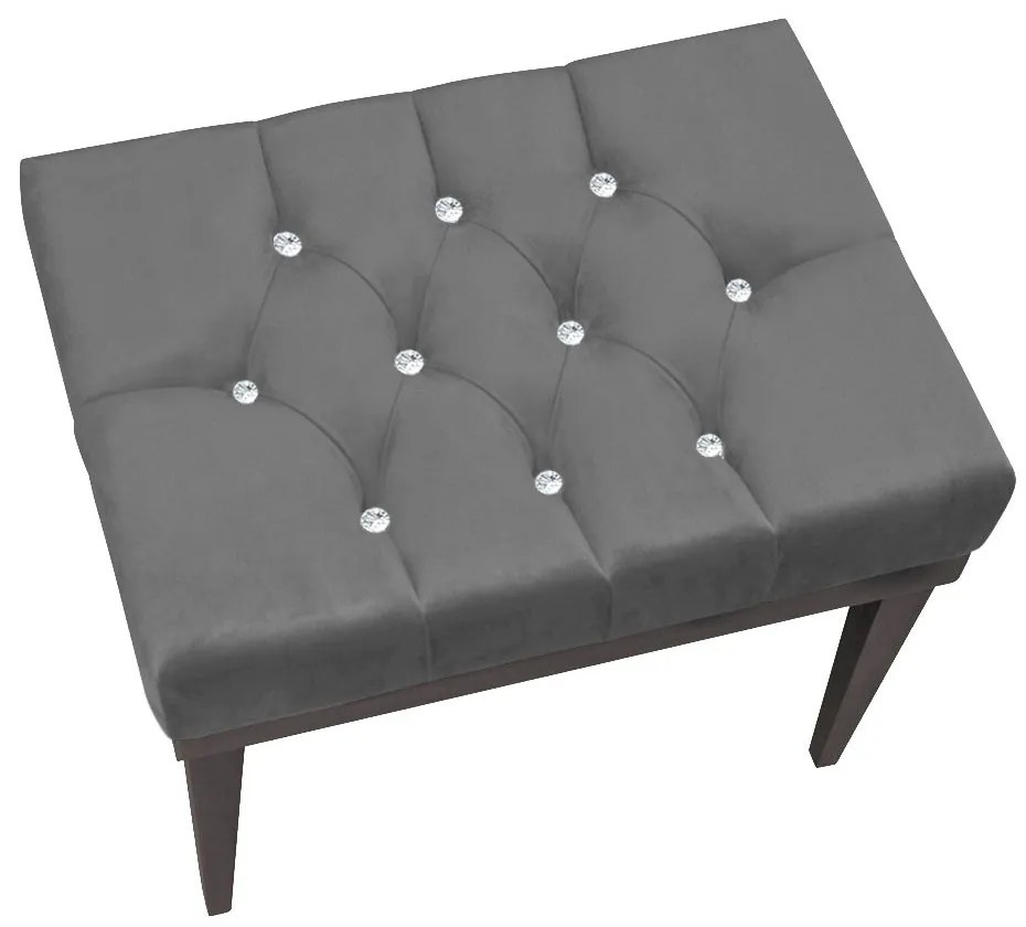 Puff Decorativo Londres Retangular Suede Grafite Com Strass - DRossi - D'Rossi