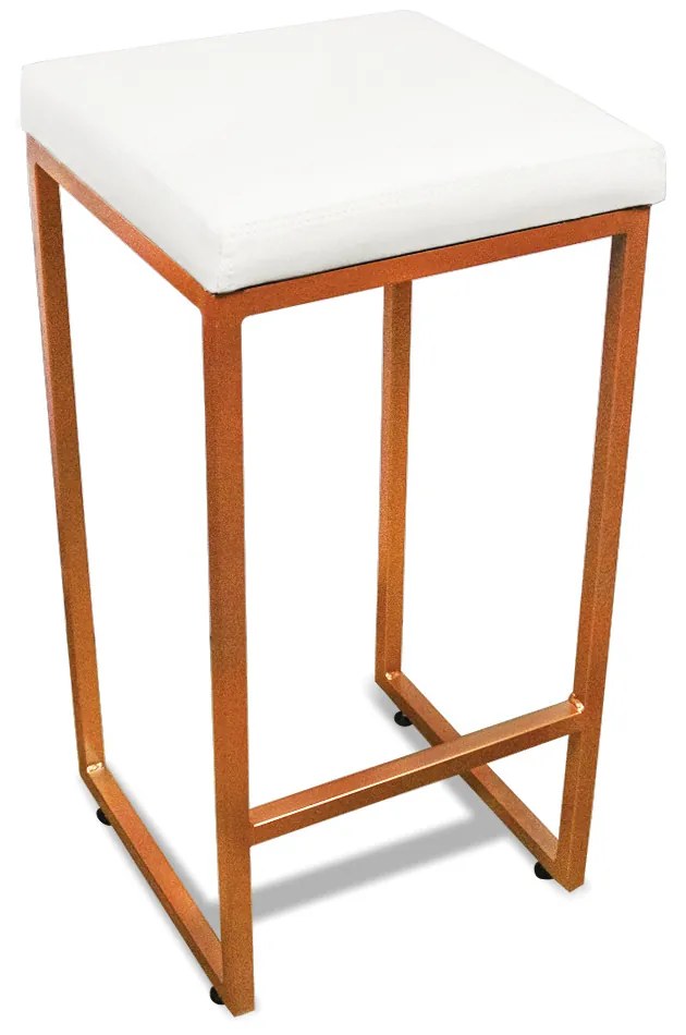 Banqueta Alta para Cozinha Industrial Nick Bronze e Sintético D03 - D'Rossi - Branco