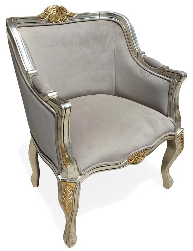 Poltrona Provençal Entalhada Madeira Maciça Design Clássico