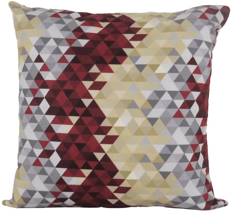 Capa almofada LYON Veludo estampado Triângulos Vermelho 50x50cm