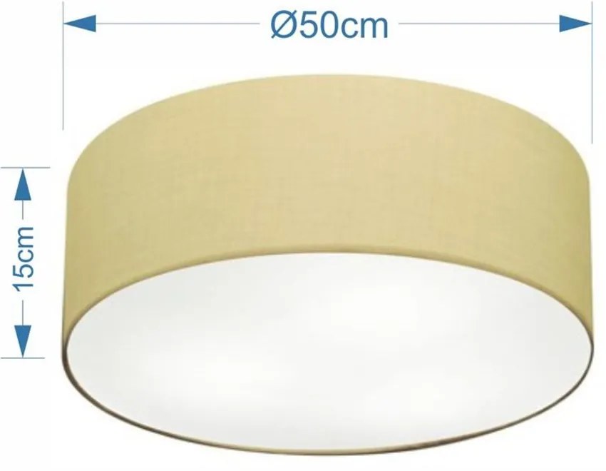 Plafon Cilíndrico Md-3014 Cúpula em Tecido 50x15cm Algodão Crú - Bivolt