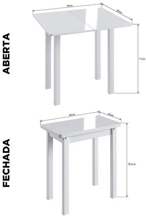 Mesa De Jantar Dobrável Multiuso Cozinha Em Mdf - Branco