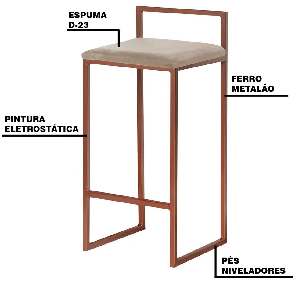 Banqueta Decorativa Selena Base Bronze Suede Cappuccino G41 - Gran Belo