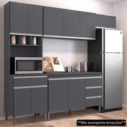 Cozinha Modulada 4 Peças Balcão sem Tampo 120cm Andréia Cinza - AJL Mó