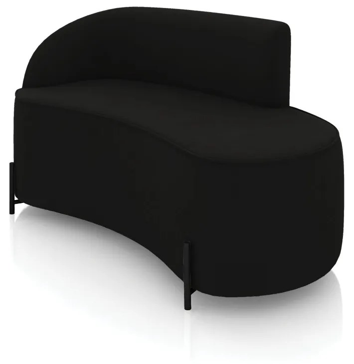 Sofá 2 Lugares Orgânico 140cm Pé Ferro Preto Morgan Suede D03 - D'Rossi - Preto