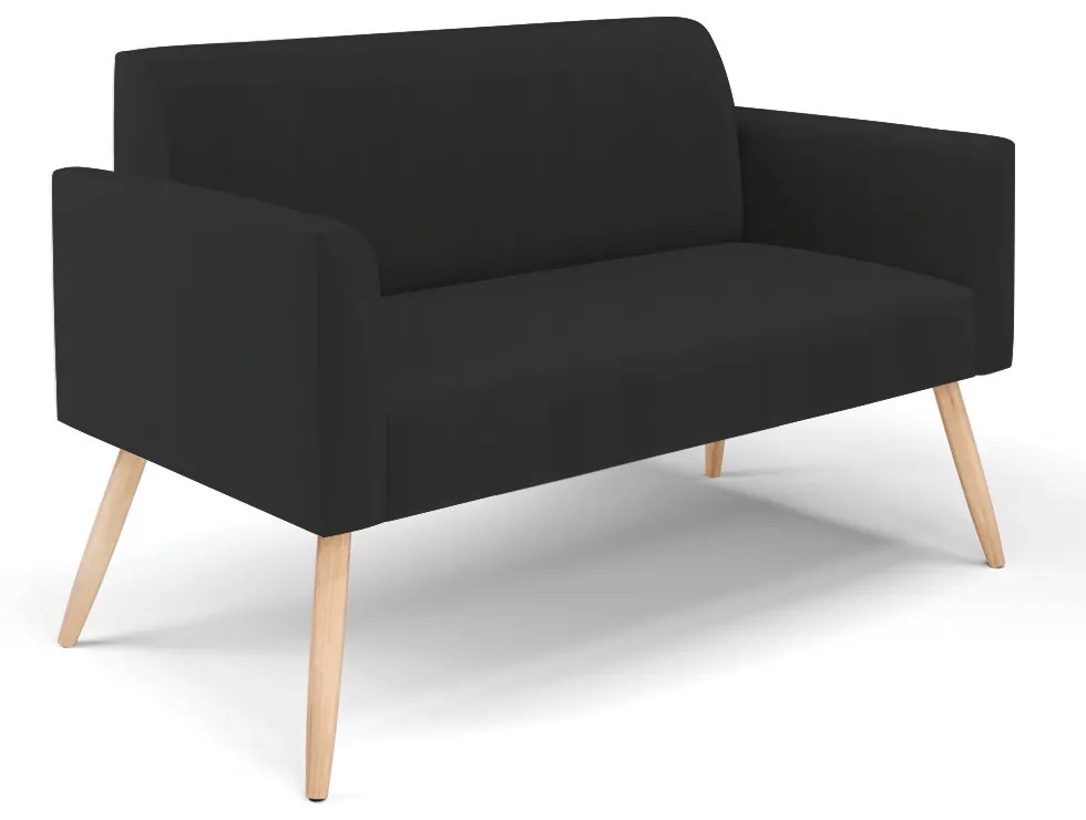 Sofá Namoradeira com 2 Poltronas Pés Palito Natural Marisa Veludo D03 - D'Rossi - Preto