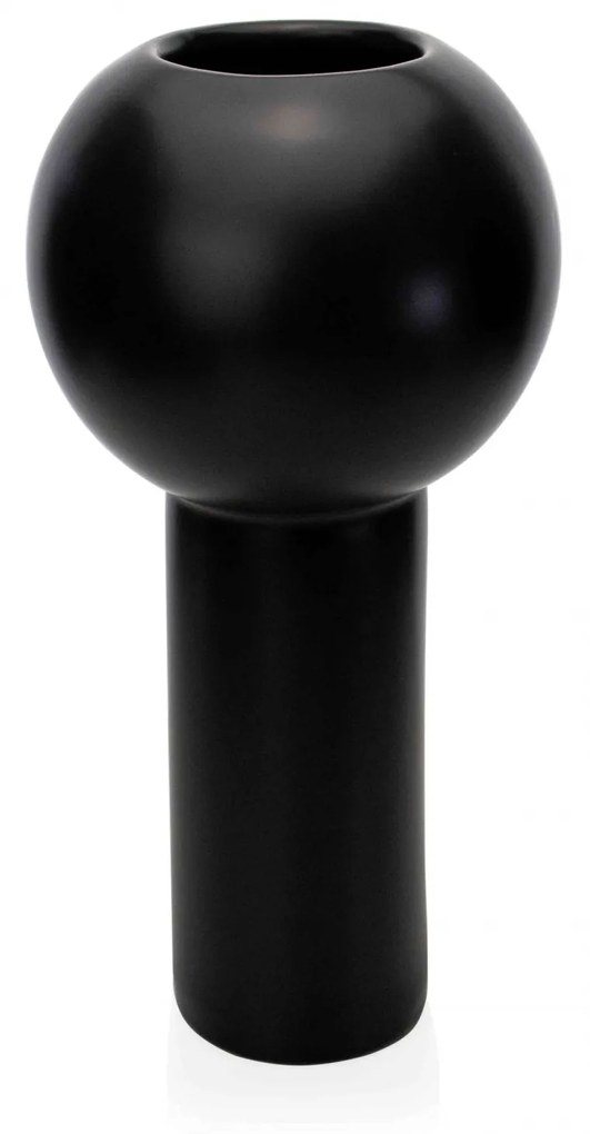 Vaso Decorativo Cilíndrico em Cerâmica Preto 32,5x16x16 cm - D'Rossi
