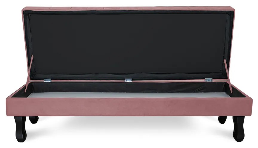 Puff Baú Decorativo Capitonê Luis XV 100x40cm Suede Rosa - Sheep Estofados - Rosa