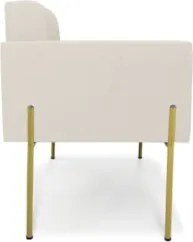 Poltrona Para Sala Pé Metal Dourado Kit 2 Ana Linho Bege - Ibiza