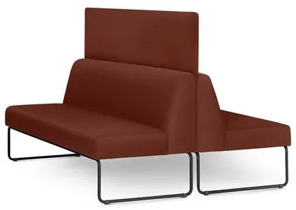 Sofa Pix com 2 Unidades e Painel Divisor Assento Crepe Vinho Base Aco Preto - 55068 Sun House