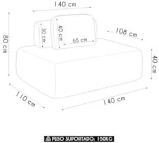 Sofá Modular 140cm Living Sala de Estar Moby Sintético Caramelo Z08 -
