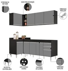 Armário de Cozinha Modulado de Canto Direito 4 Peças CP40 Balcão sem T