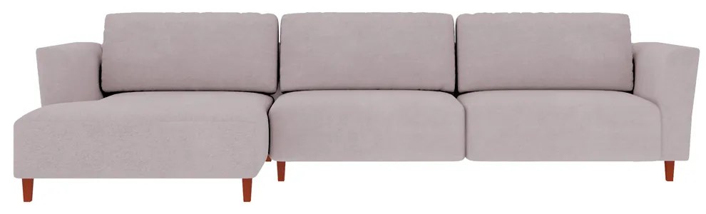 Sofá 310cm com Chaise Esquerda Franz Suede Rosê G52 - Gran Belo