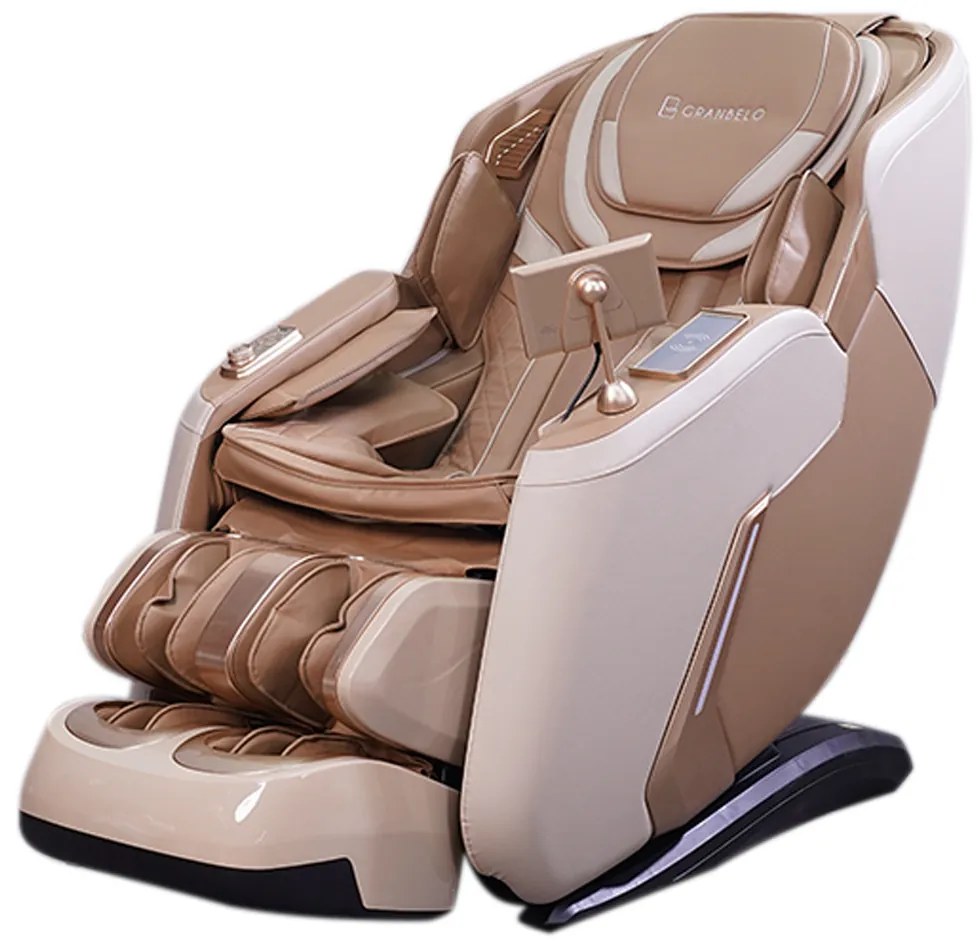 Poltrona Elétrica 3D Stark com Massagem Aquecimento Bivolt Reclinação Gravidade Zero Controle LCD Touch PU Bege G94 - Gran Belo
