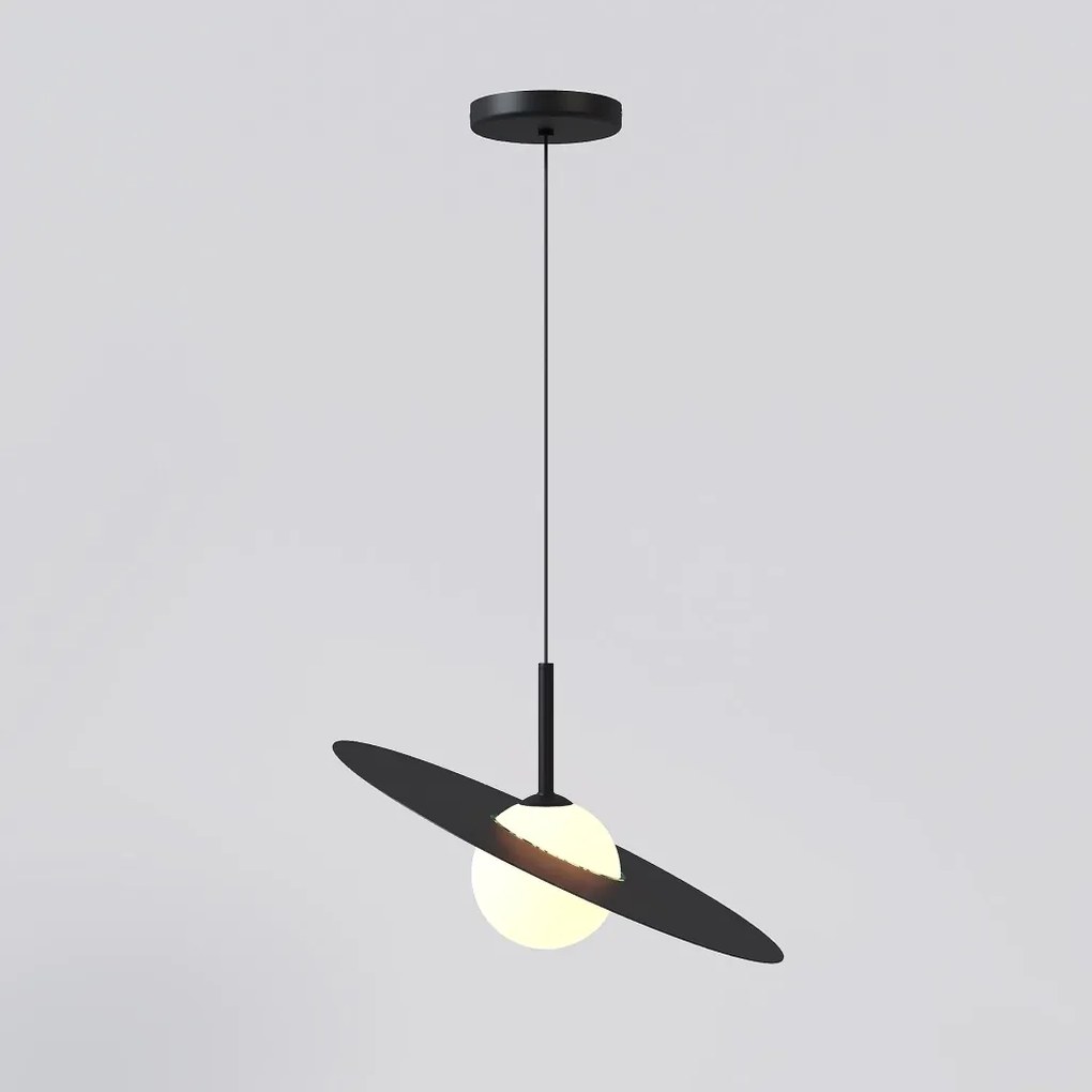 Pendente Viseira Ø39Cm Globo Ø12Cm C/ Rosca Alumínio 1Xg9 - Qimporta P... (PRETO)