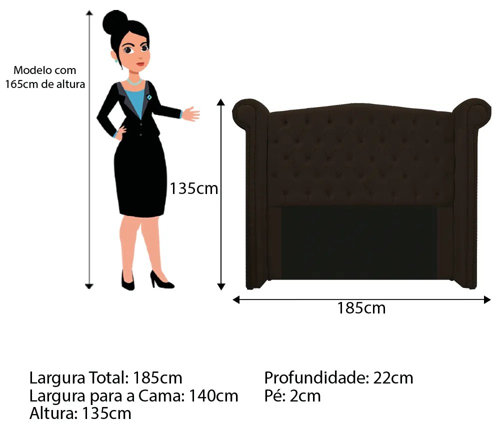 Kit Cabeceira e Calçadeira Veneza 140 cm Casal Corano Marrom - ADJ Decor