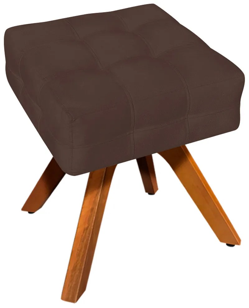 Puff Decorativo Base Giratória Karen Suede Marrom G19 - Gran Belo