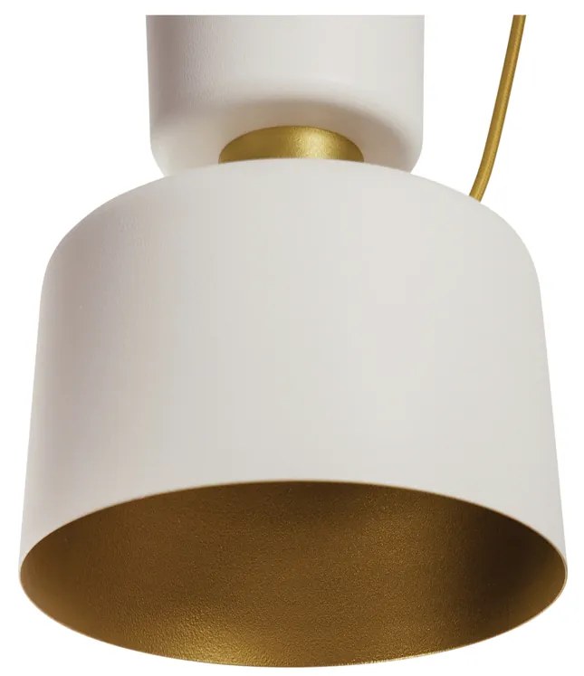 Pendente Cacharrel Ø19X39Cm 1Xe27 | Usina 16717/19 (CB-M / BT - Cobre Metálico / Branco Texturizado)