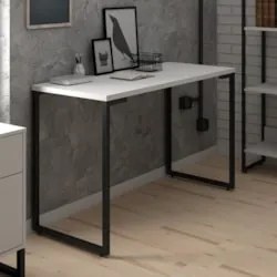 Mesa Escritório 120cm Estilo Industrial New Port Z34 Branco - Mpozena