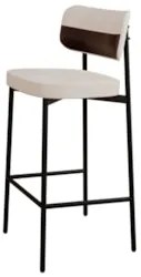 Banqueta Alta Bar Estofada Kit 2 Ella M25 Linho Palha/Café - Mpozenato